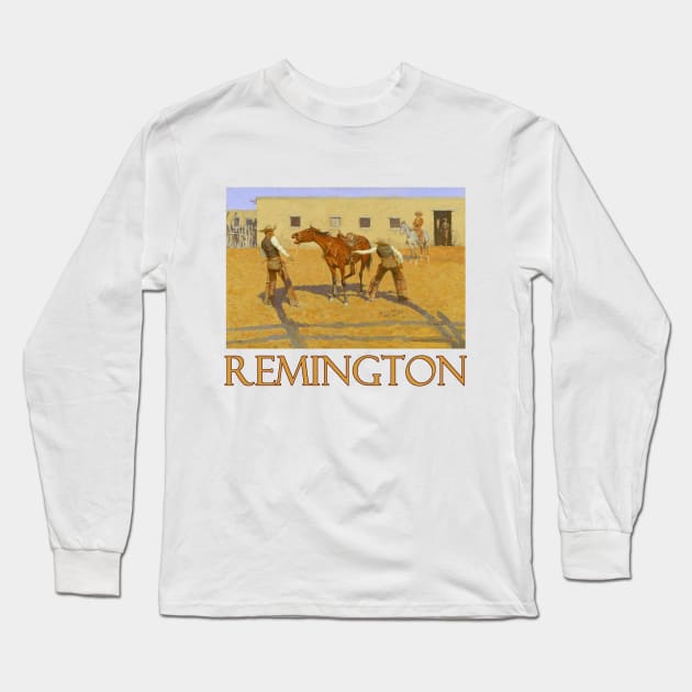 His First Lesson by Frederic Remington Long Sleeve T-Shirt by Naves